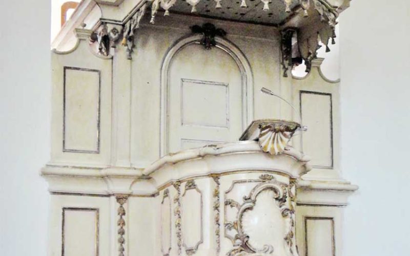 Restaurierung der barocken Kanzel  - Vorzustand - Dorfkirche Tucheim