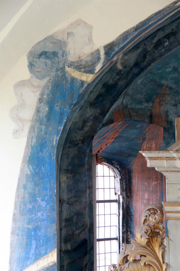  Detailansichten der Apsismalerei während der Restaurierung - Dorfkirche Altenklitsche