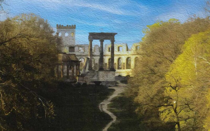 Blick auf den Ruinenberg vom Schloss Sanssouci aus